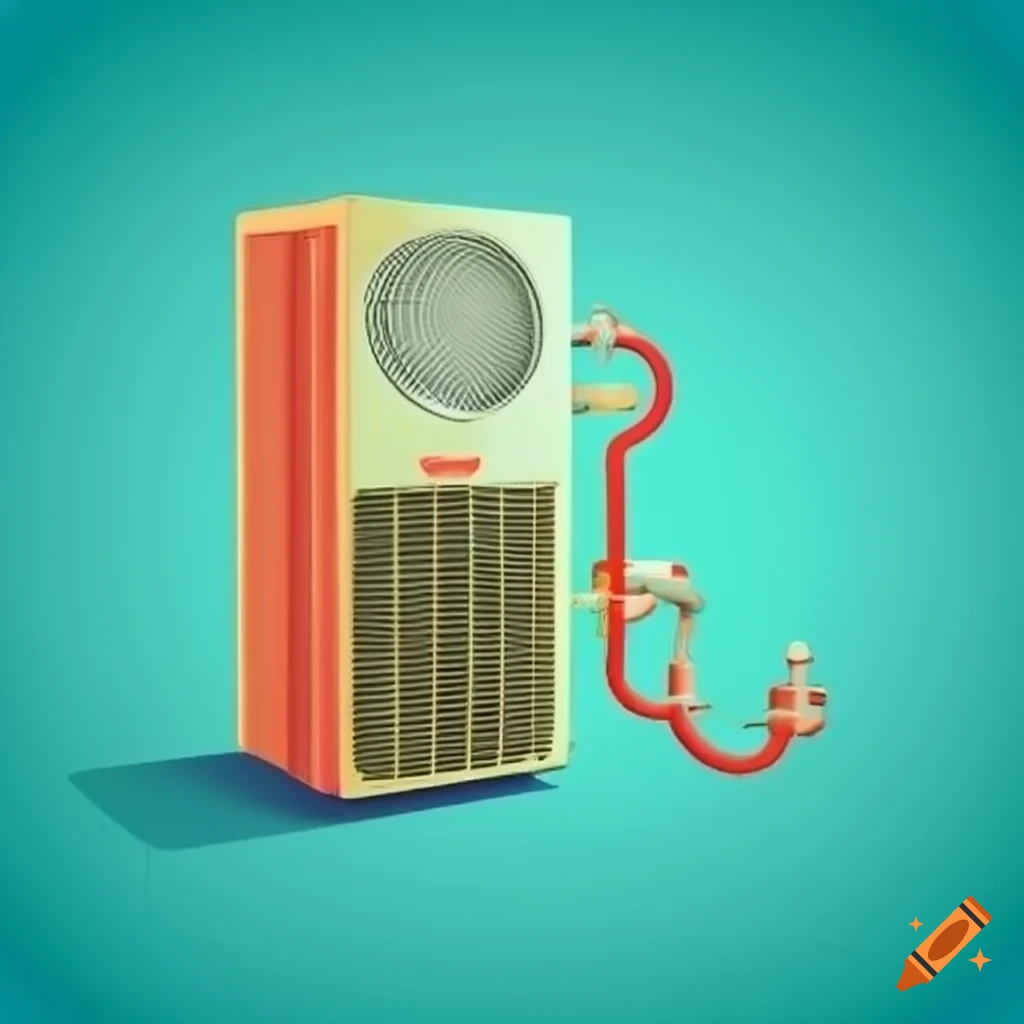 Air conditioner compressor with pipes stylized