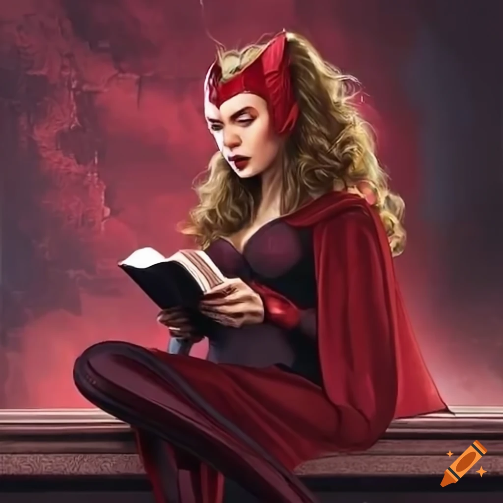 Scarlet witch reading the book relaxing