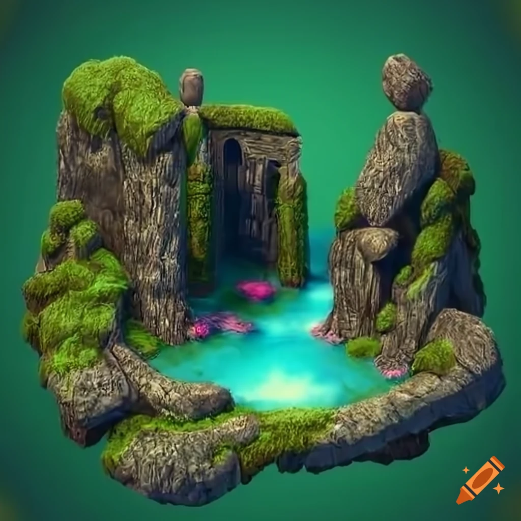In the background between formation from above fantasy RPG game forest ...