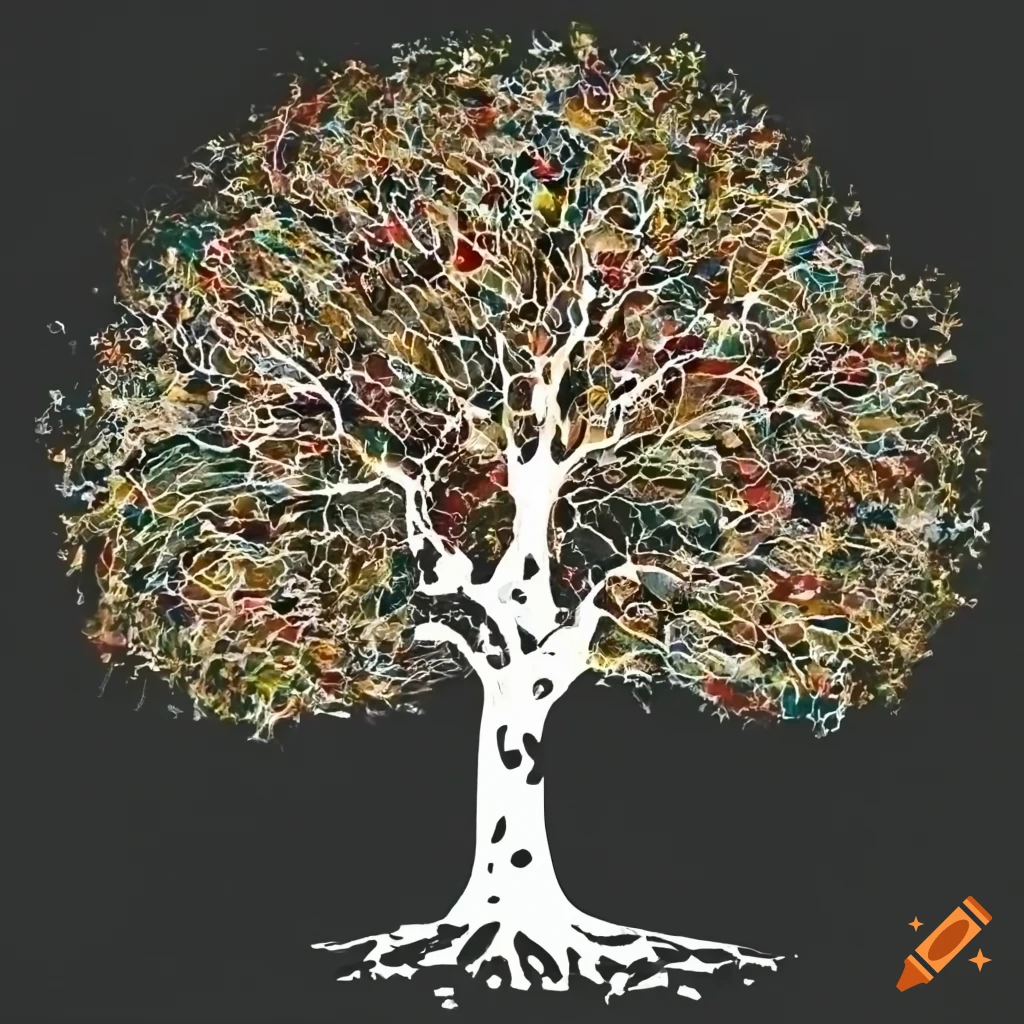 Create the abstract tree using silhouettes of people representing ...