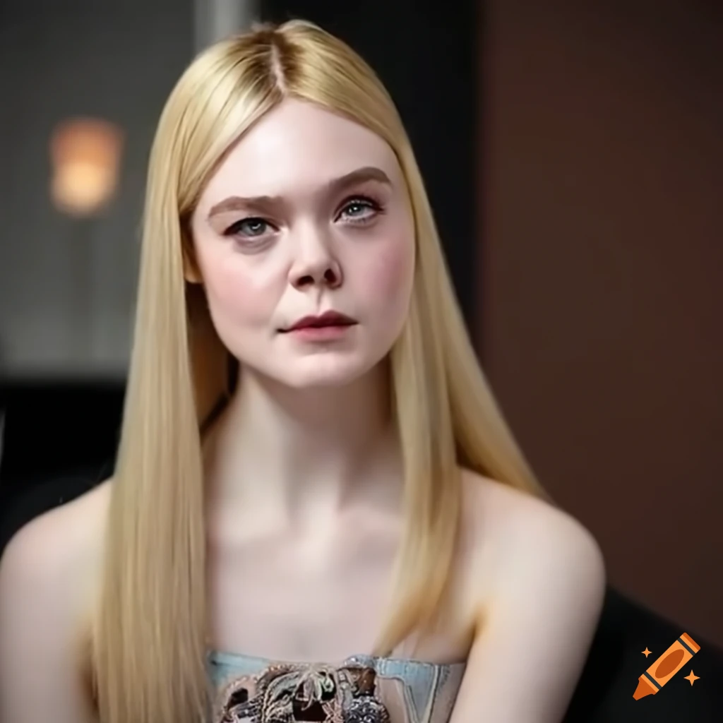 Elle fanning getting her long, straight hair cut by a barber in ...