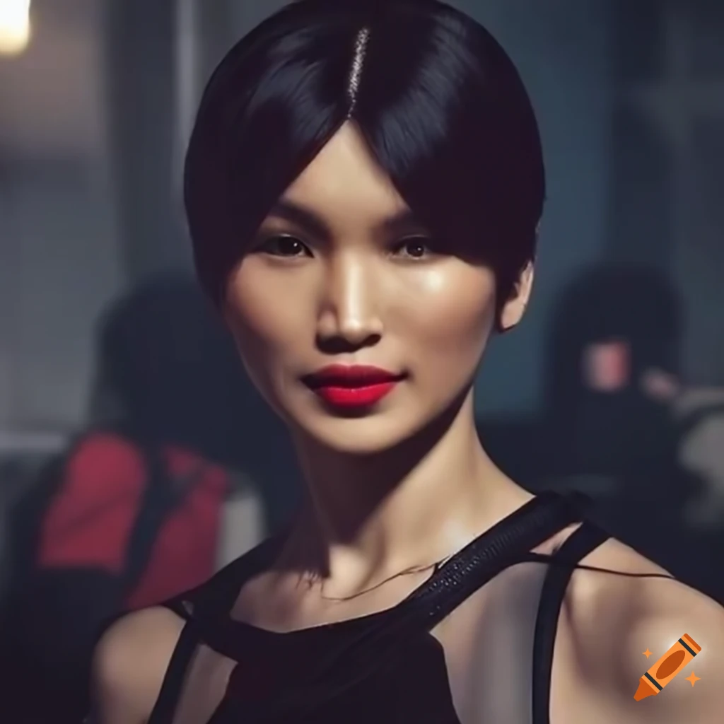 Gemma chan with short hair as ada wong in a resident evil movie