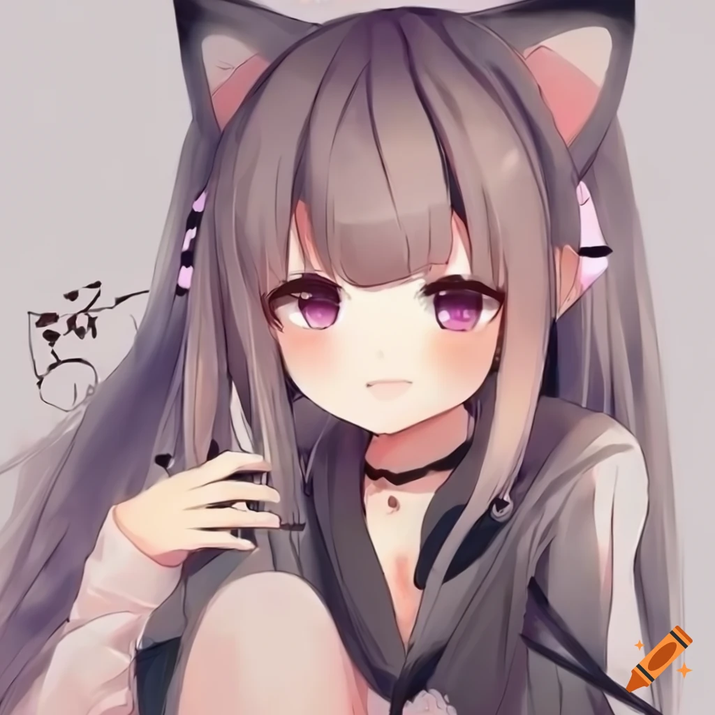 Cute anime cat girl