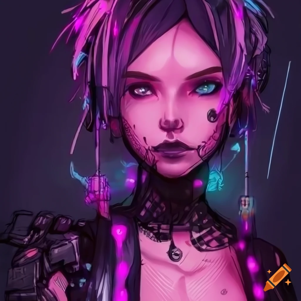 Beautiful Cyberpunk Anime Girl in Futuristic Clothing · Creative Fabrica