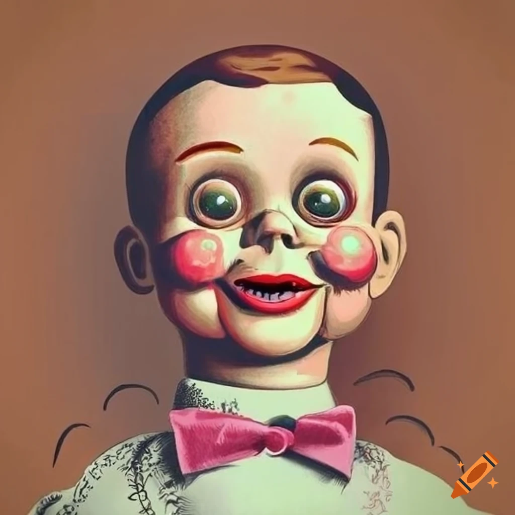 Ventriloquist doll retro illustration haeckel on Craiyon