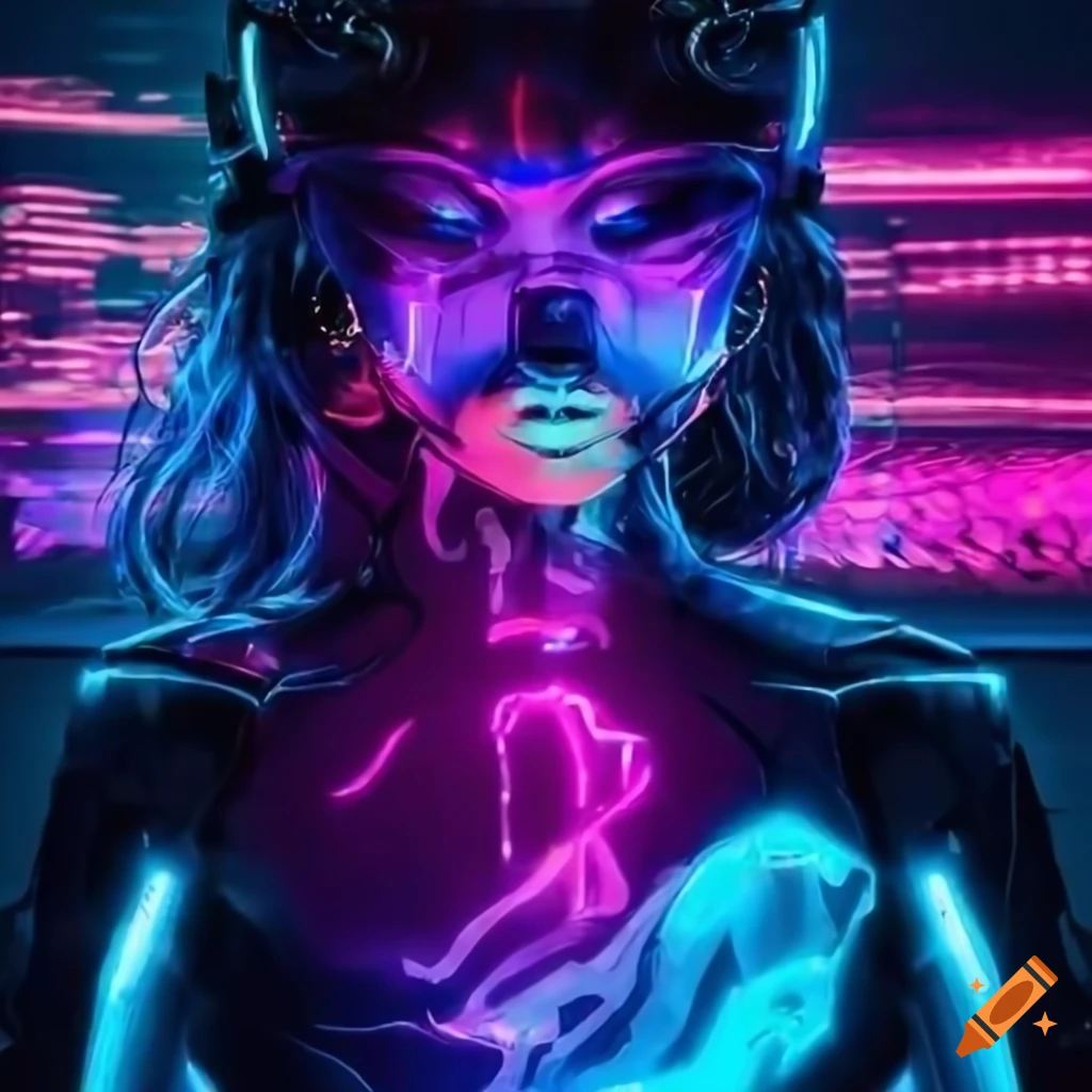 Wallpaper Girl, The game, City, Art, Lights, Neon, Cyborg, CD