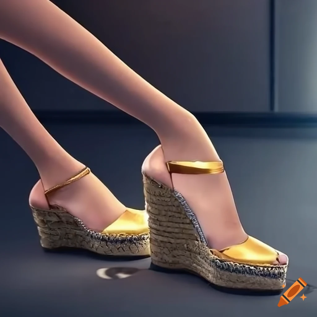 Tommy Hilfiger Shiny High Wedge Sandals Light Gold | Cilento Designer Wear