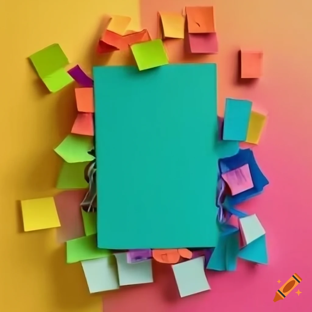 Photograph of a noticeboard with a few colourful postits, with words