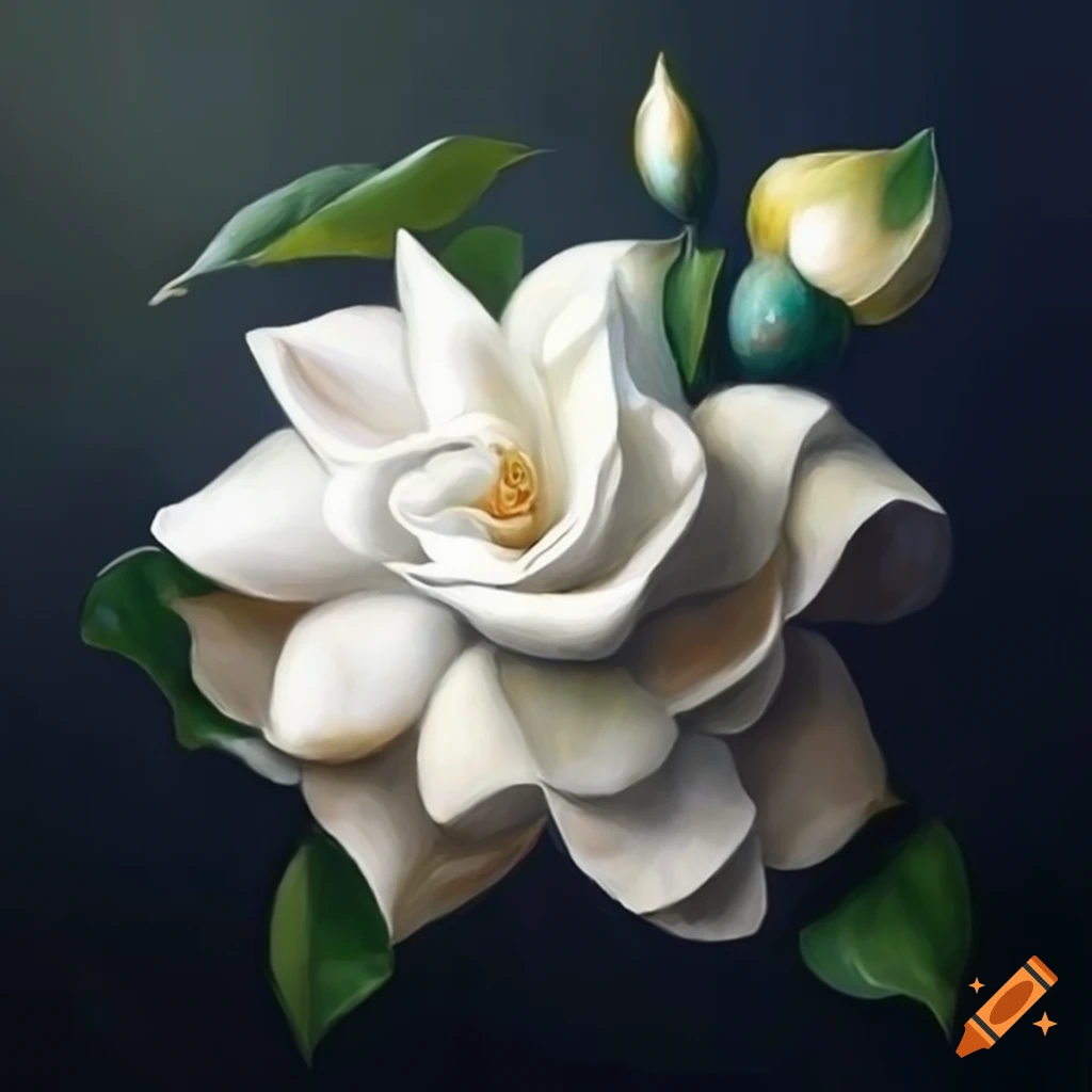 ultra-detailed-high-definition-realistic-gardenia-flower-oil-painting