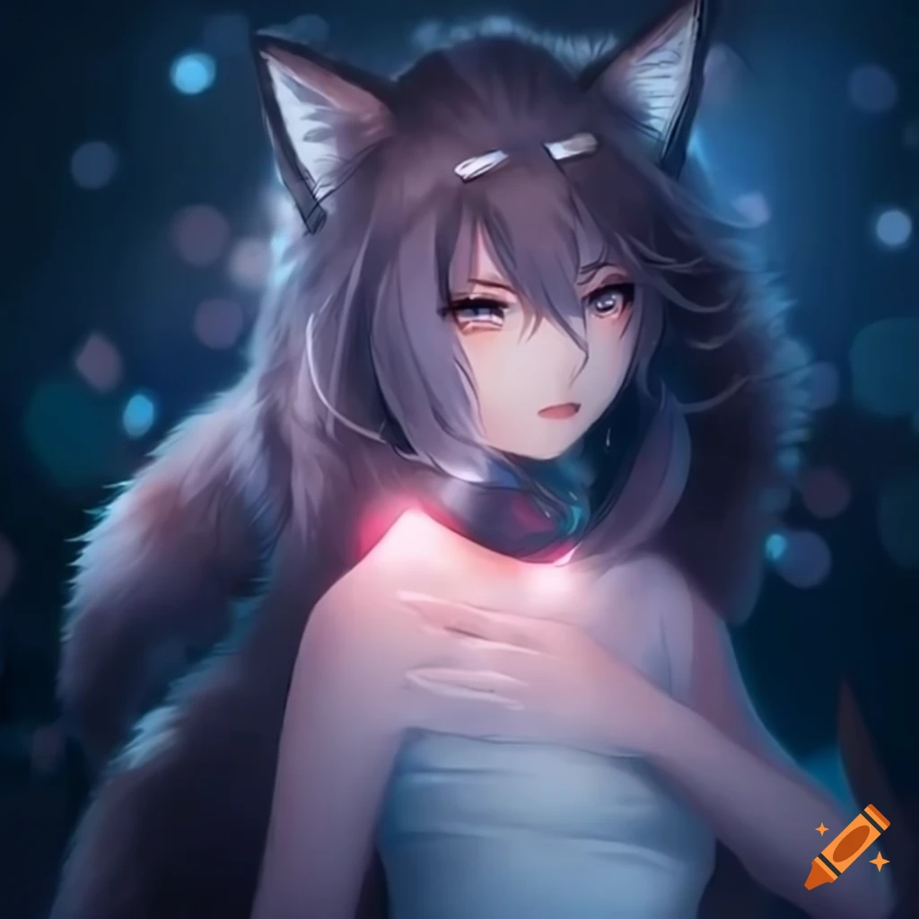 Anime White Cute Wolf Girl Graphic · Creative Fabrica