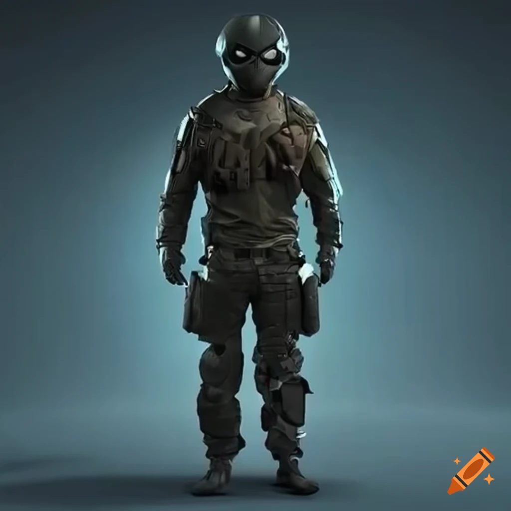 A hero dressed in a unique & sleek octopus-inspired tactical-suit  full-length on Craiyon