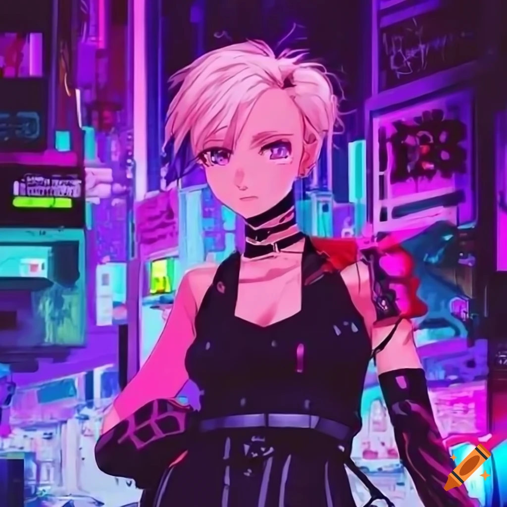 Garota estilo anime cyberpunk