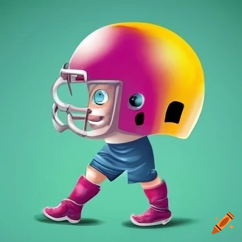 cartoon football helmet and football