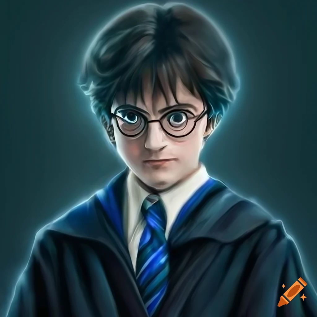 Portrait of harry potter as a seer with blue tie