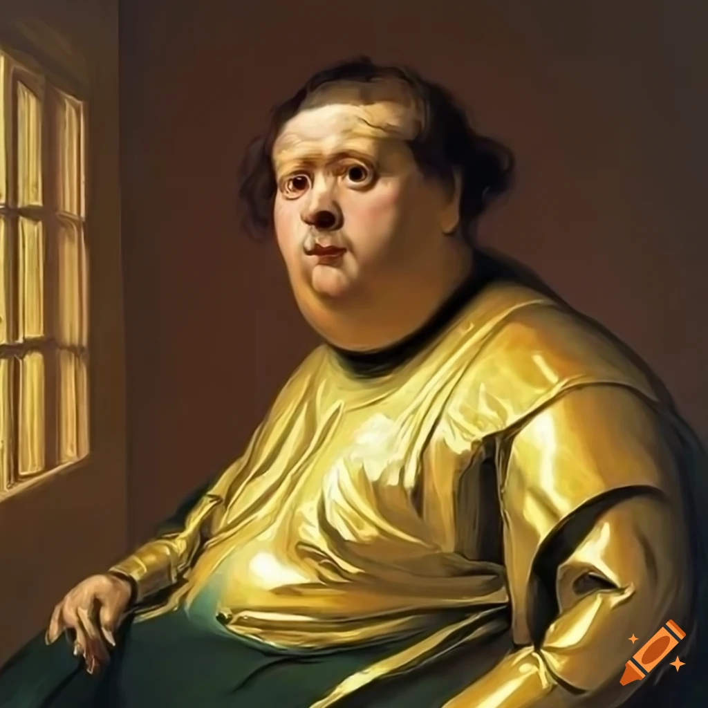 A Fat Man In A Latex Green gold Suit Sitting In A Burgundy Leather a-fat-man-in-a-latex-green-gold-suit-sitting-in-a-burgundy-leather