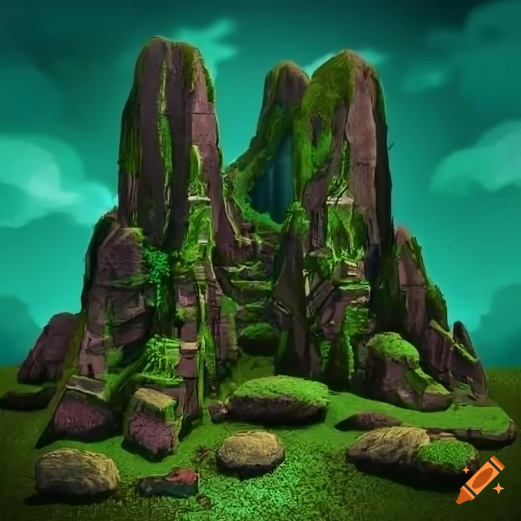 In the background between formation from above fantasy RPG game forest