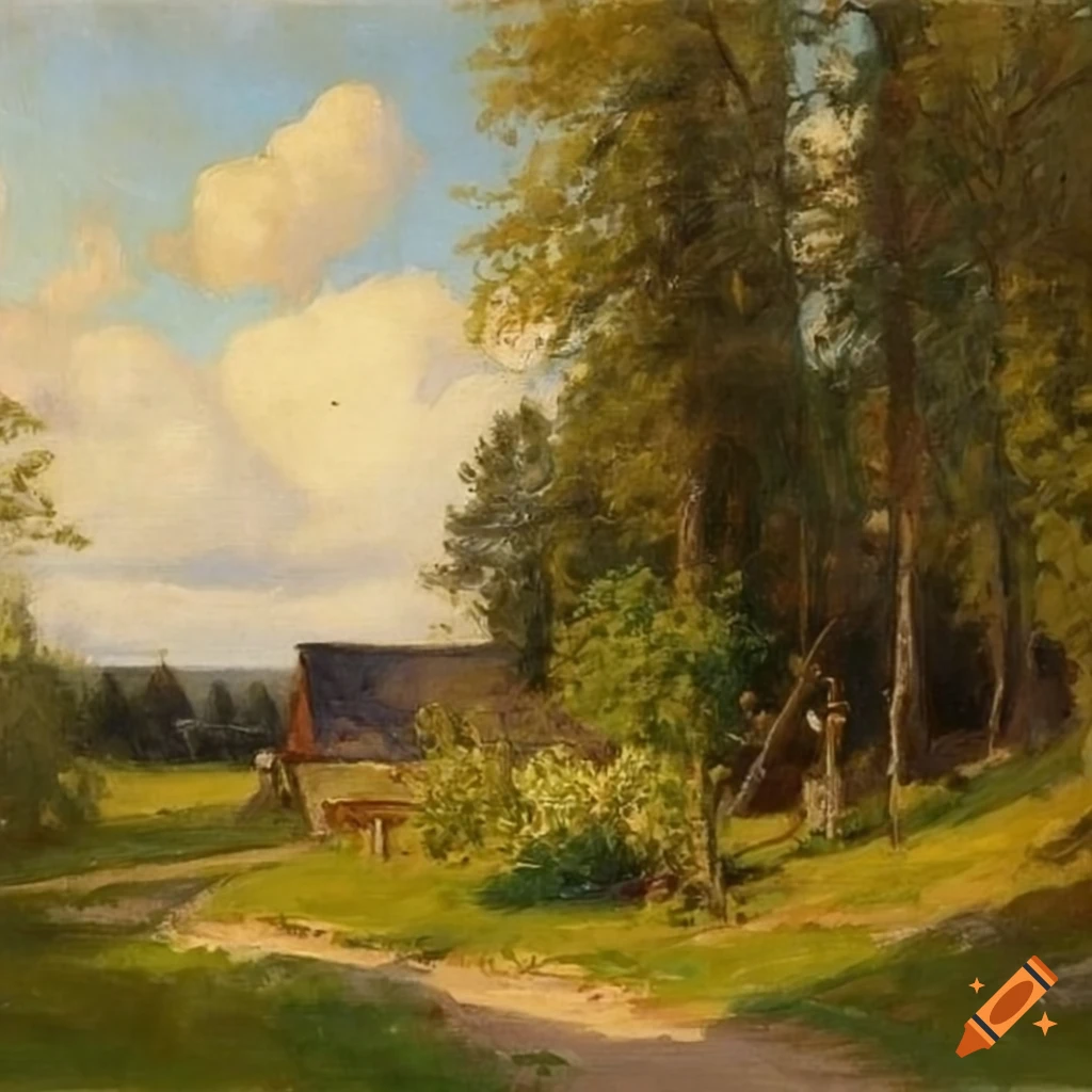 Picturesque view of finnish countryside, painted by albert edelfelt ...