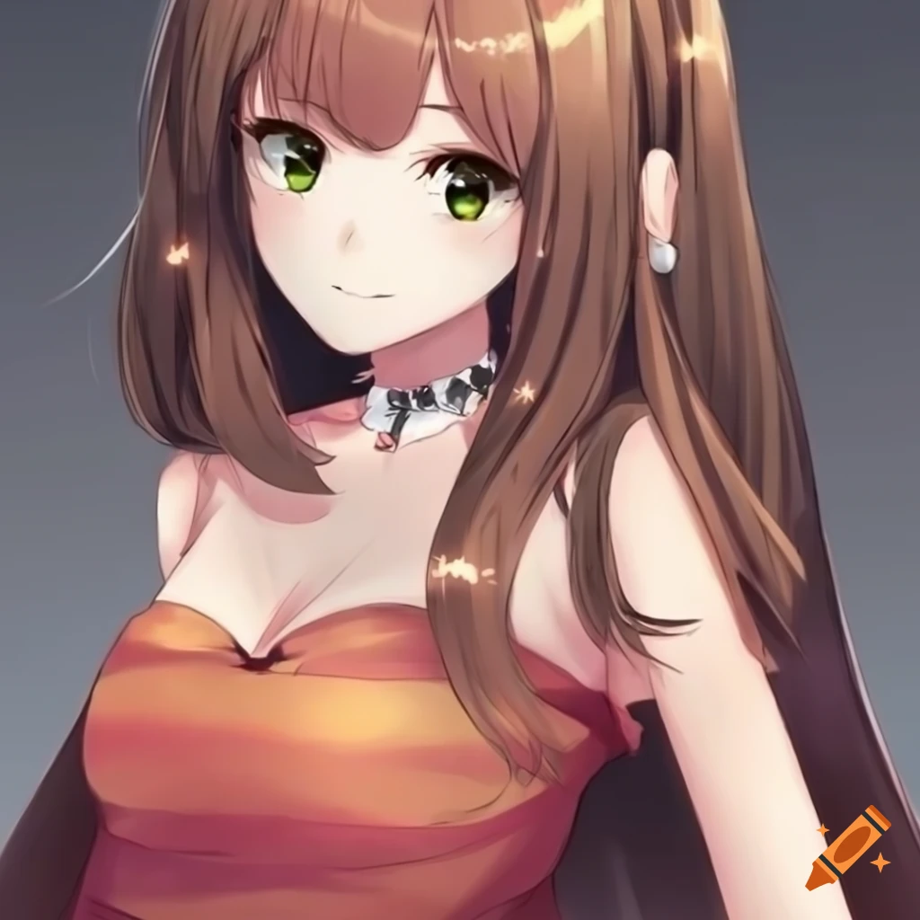 Anime girl with brown hair on Craiyon