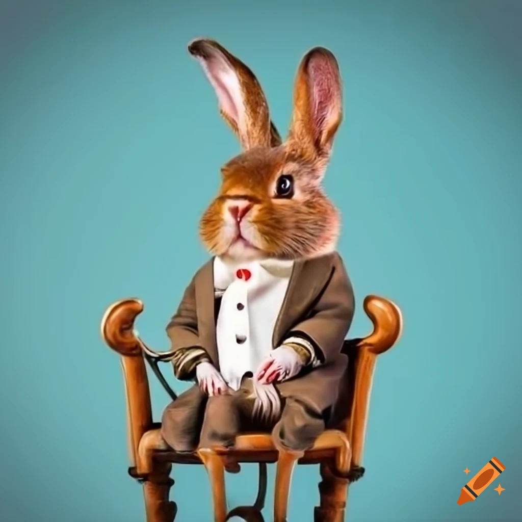 Rabbit in Fancy Clothing Well-dressed Rabbit Elegant Bunny 