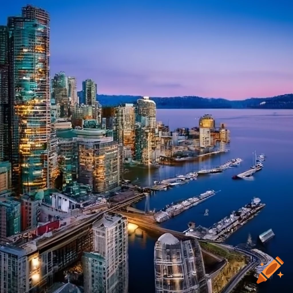 Ultra realistic photograph of north vancouver, bc, canada cityscape