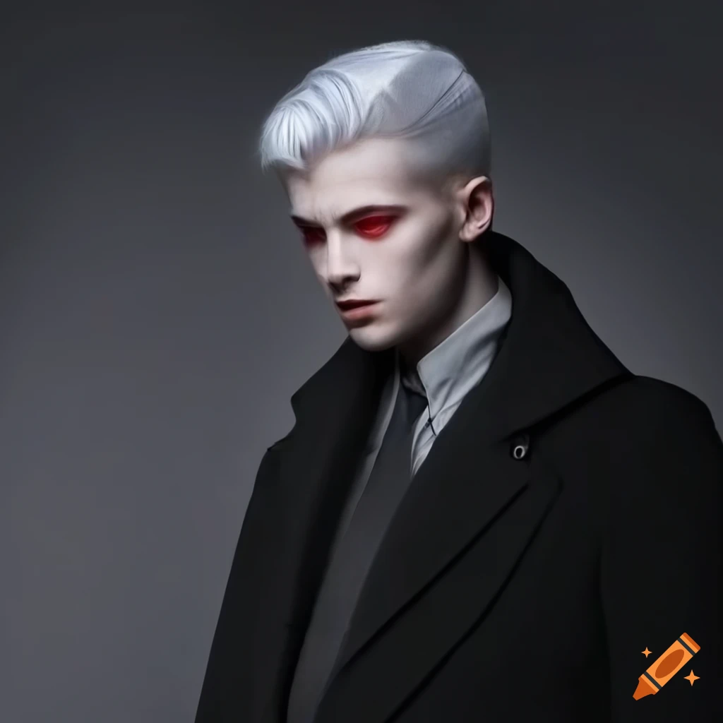 Muscular supernaturaly handsome guy with shorter white hair and red ...