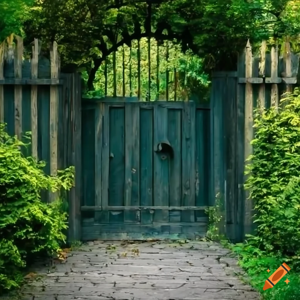 A Closed Wood Gate Garden Entrance On Craiyon a-closed-wood-gate-garden-entrance-on-craiyon