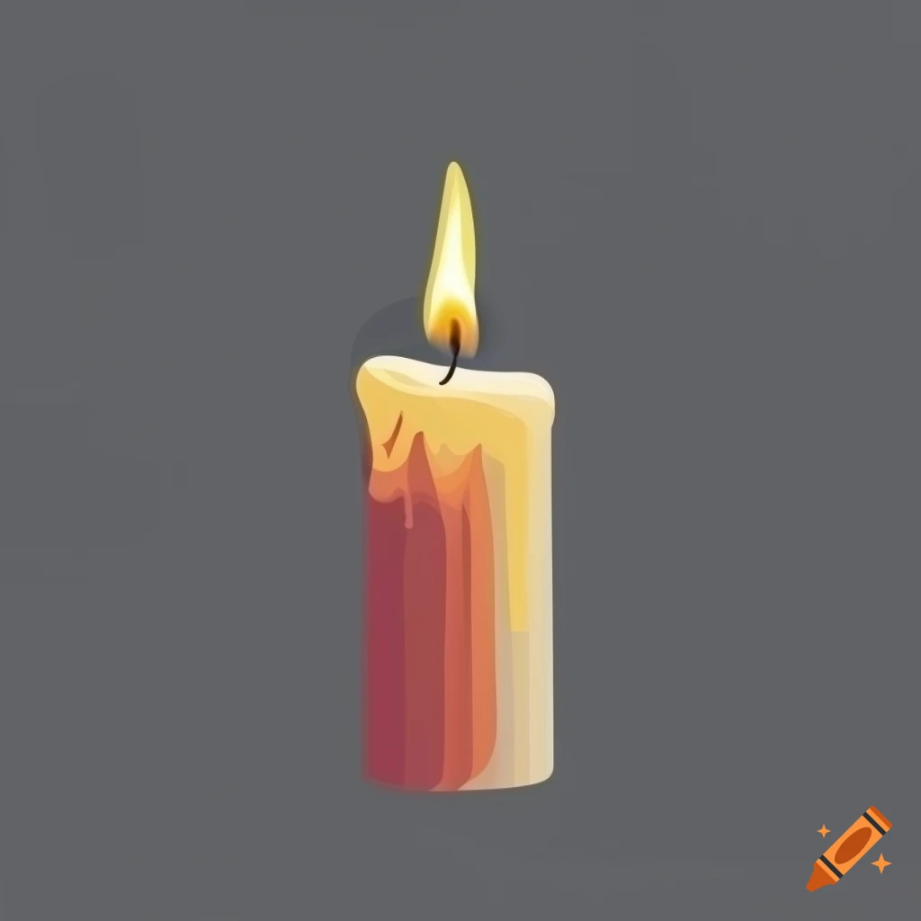 Candle With Burning Flame And Melting Wax Vector Background