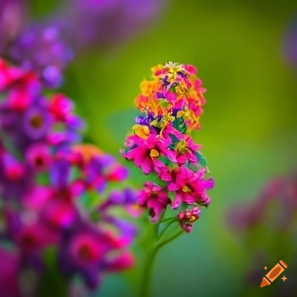Bunch of Colorful Wild flowers. Close up photography on Craiyon