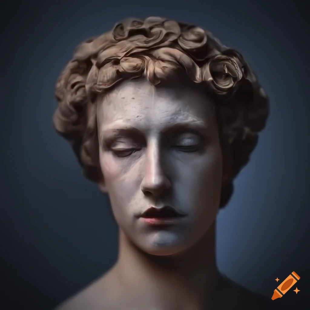 Hypnos the god of sleep photorealism, bocca blur, painted face, high ...
