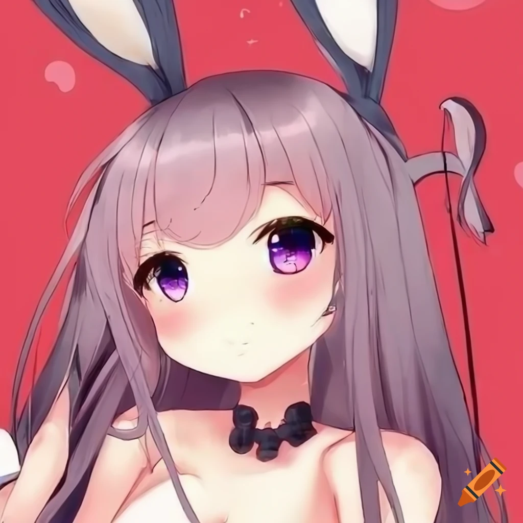 Black or pink?, Cute anime/kawaii style girl with a bunny