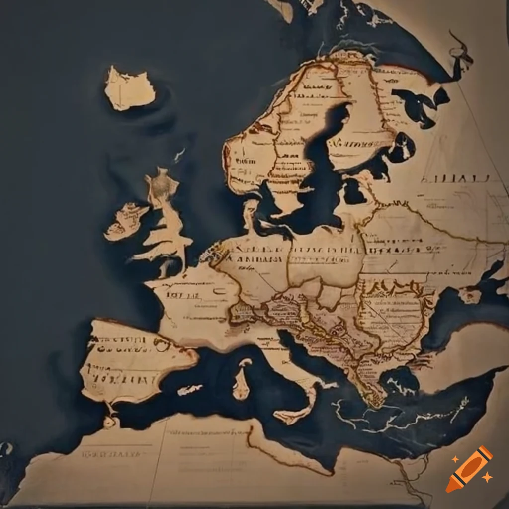 17th century map of western europe on Craiyon
