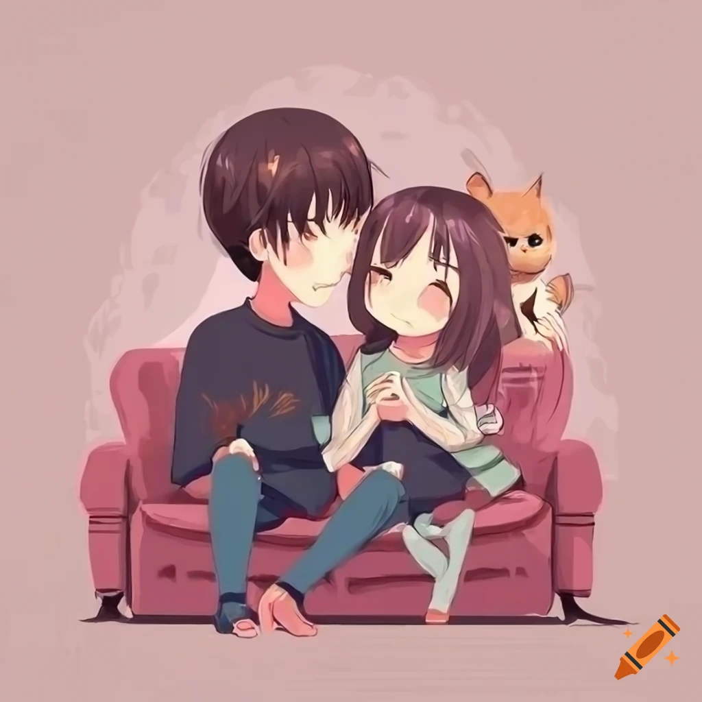 cute couple hug anime