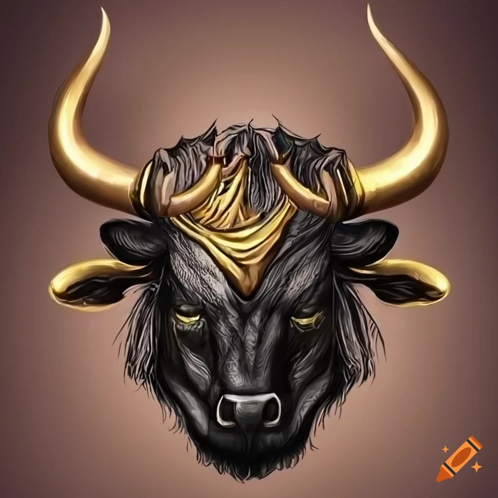 Premium Vector | Gold bull coin emblem logo