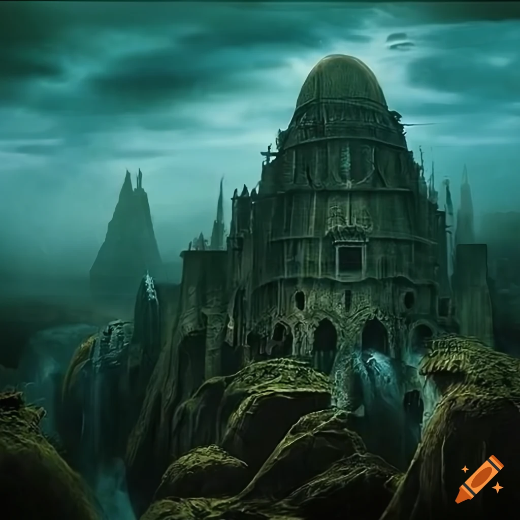 Retro scifi art, dark fantasy movie "the lord of the rings" fantasy