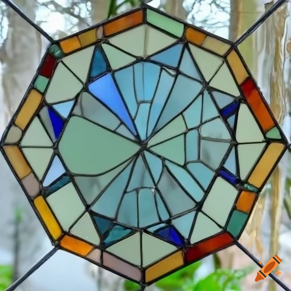 Hexagon stained glass on Craiyon