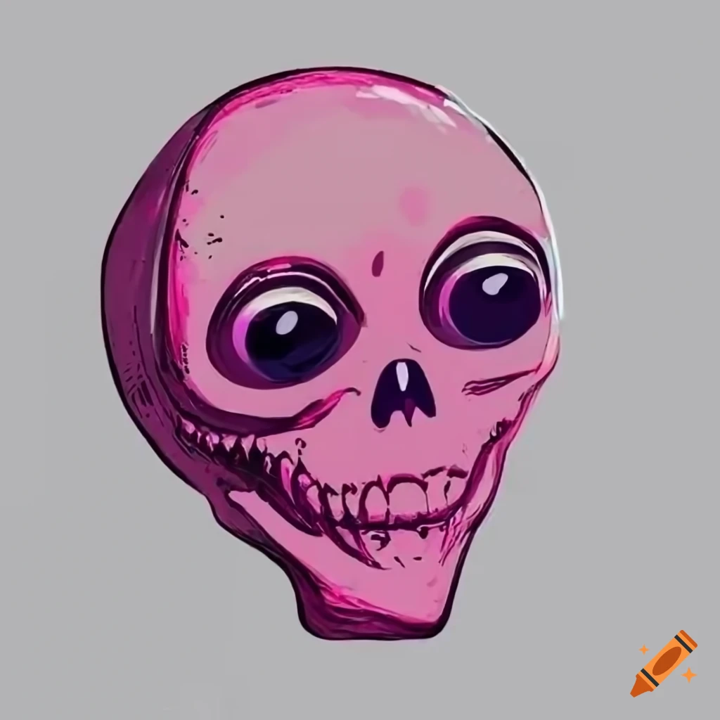 pink skull drawing