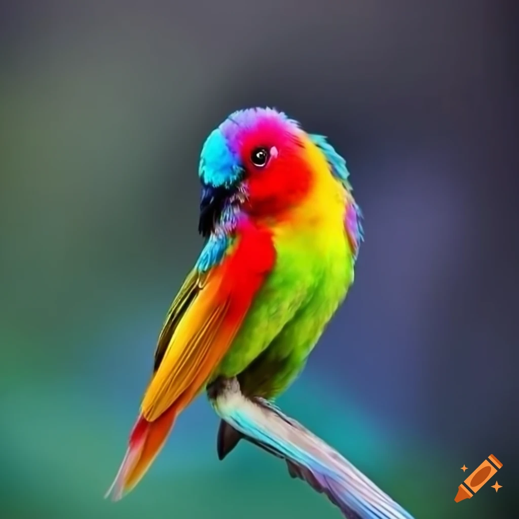 Rainbow colored bird on Craiyon