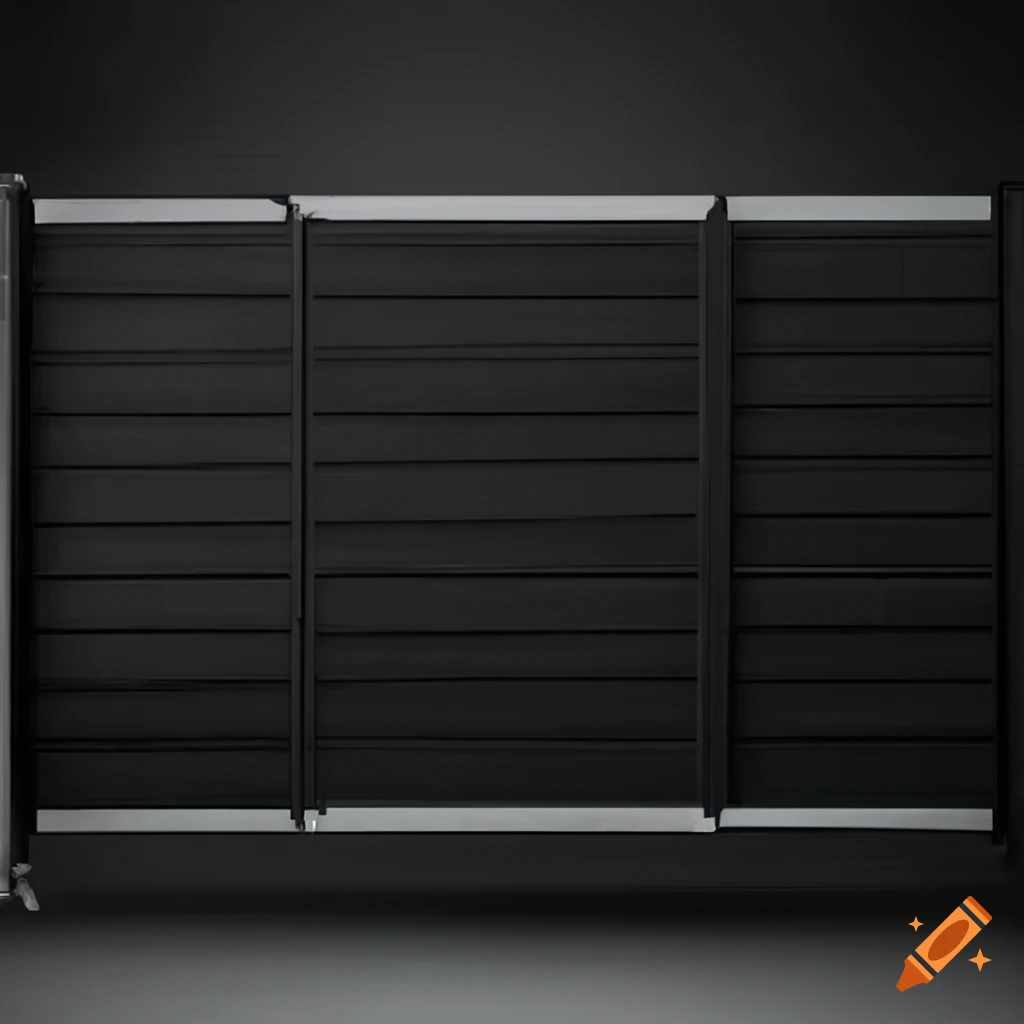 Realistic gray sliding entry gates without background on Craiyon