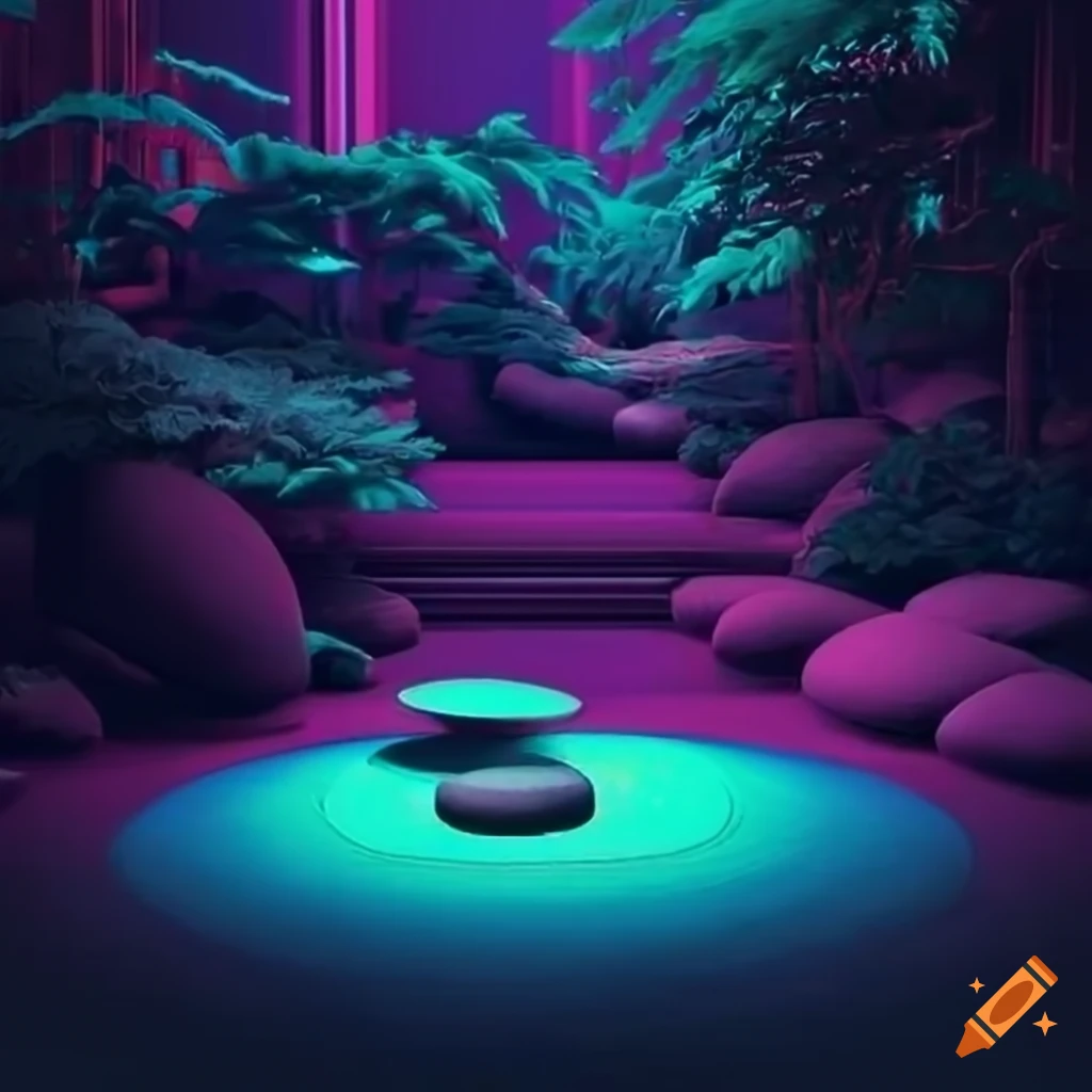 Vaporwave zen garden on Craiyon