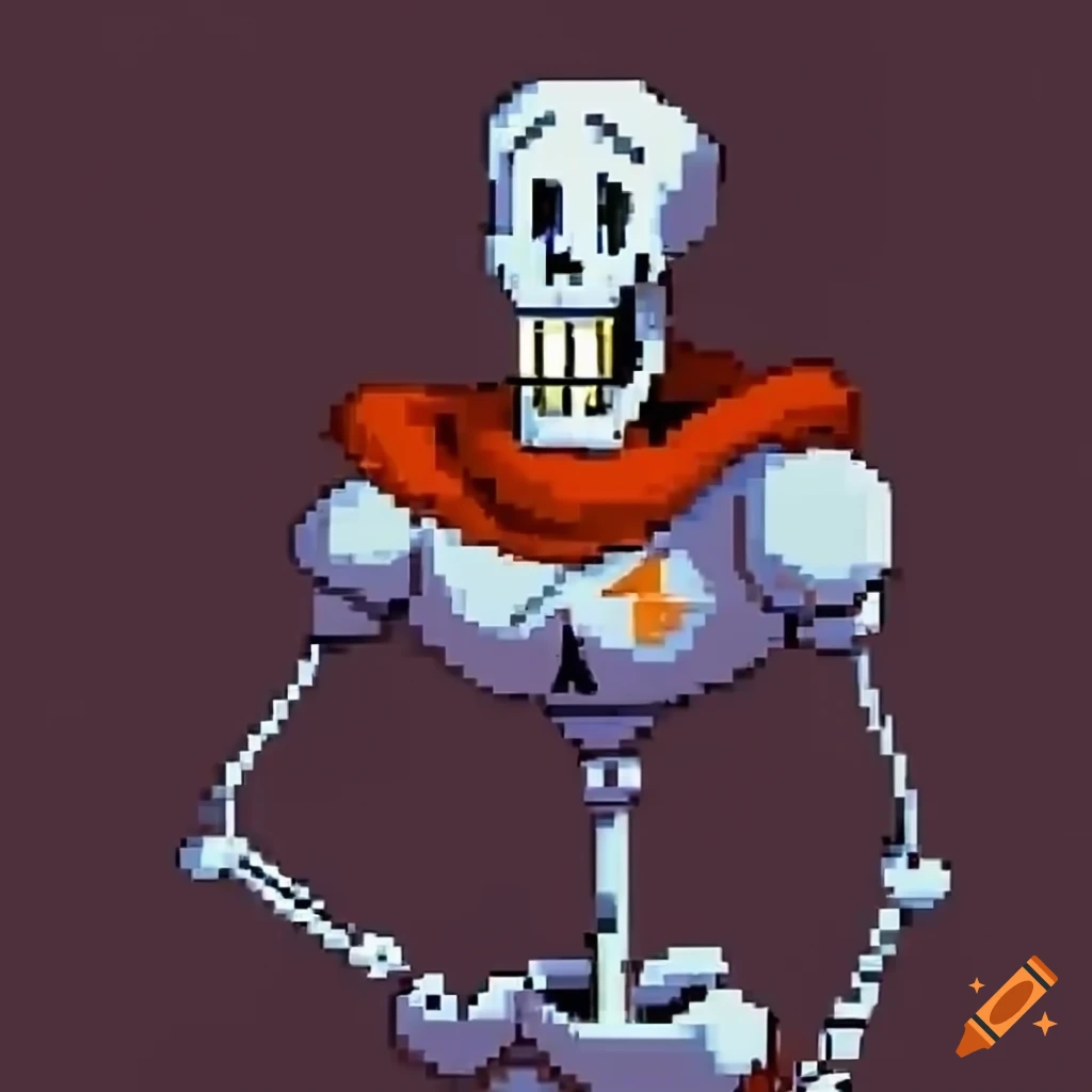 Papyrus, a character from undertale, seen from below on Craiyon