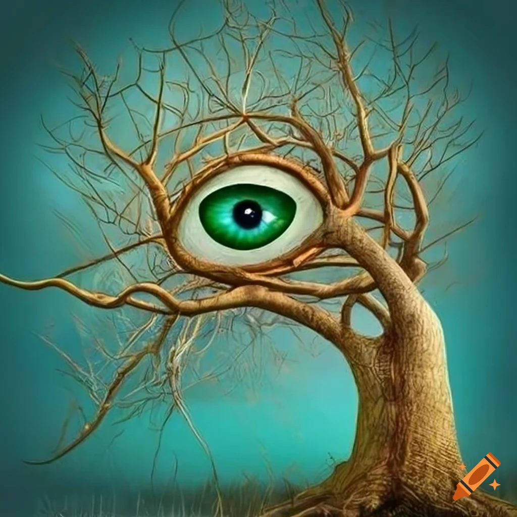 Surreal illustration of an eye tree on Craiyon