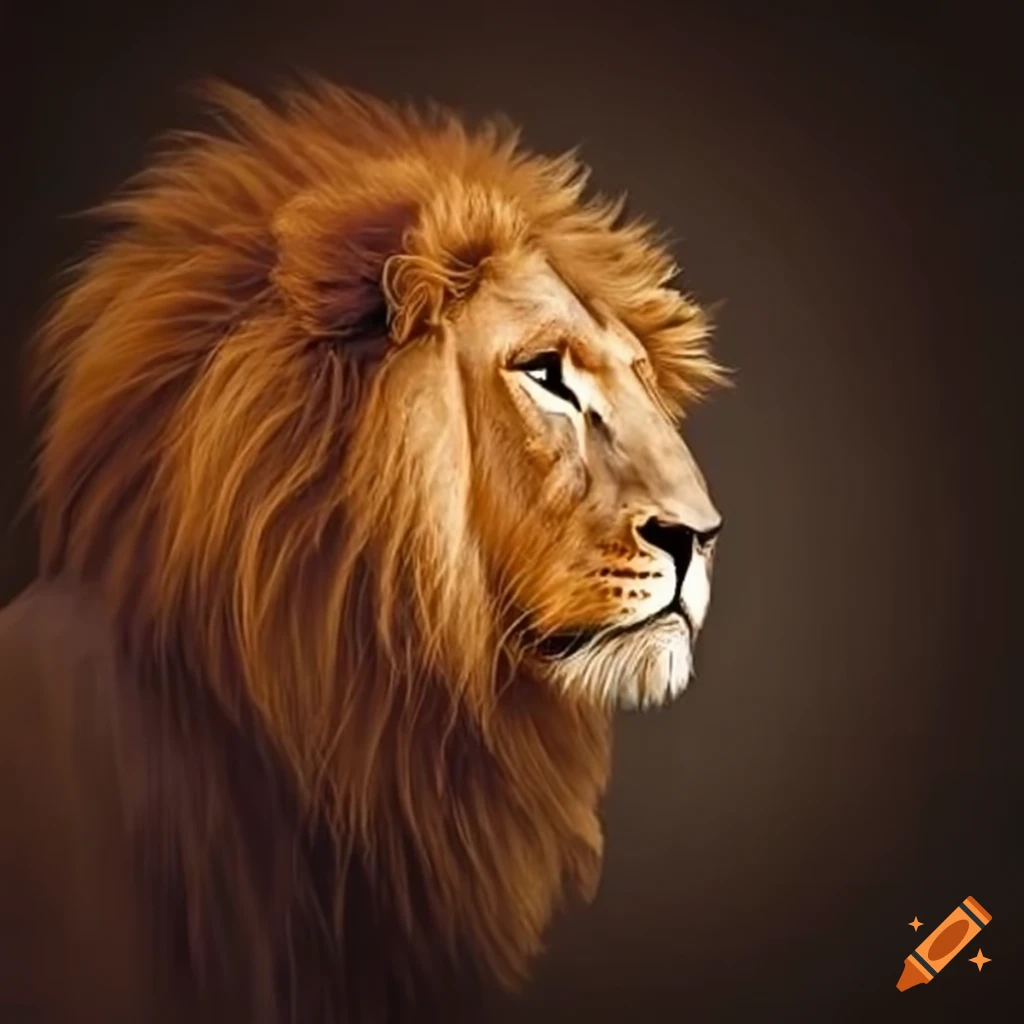 Modern paint with multiple warm colors are thrown that create lion on ...