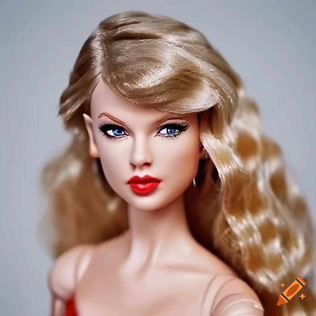 A stunning portrait of taylor swift as a graceful barbie doll on