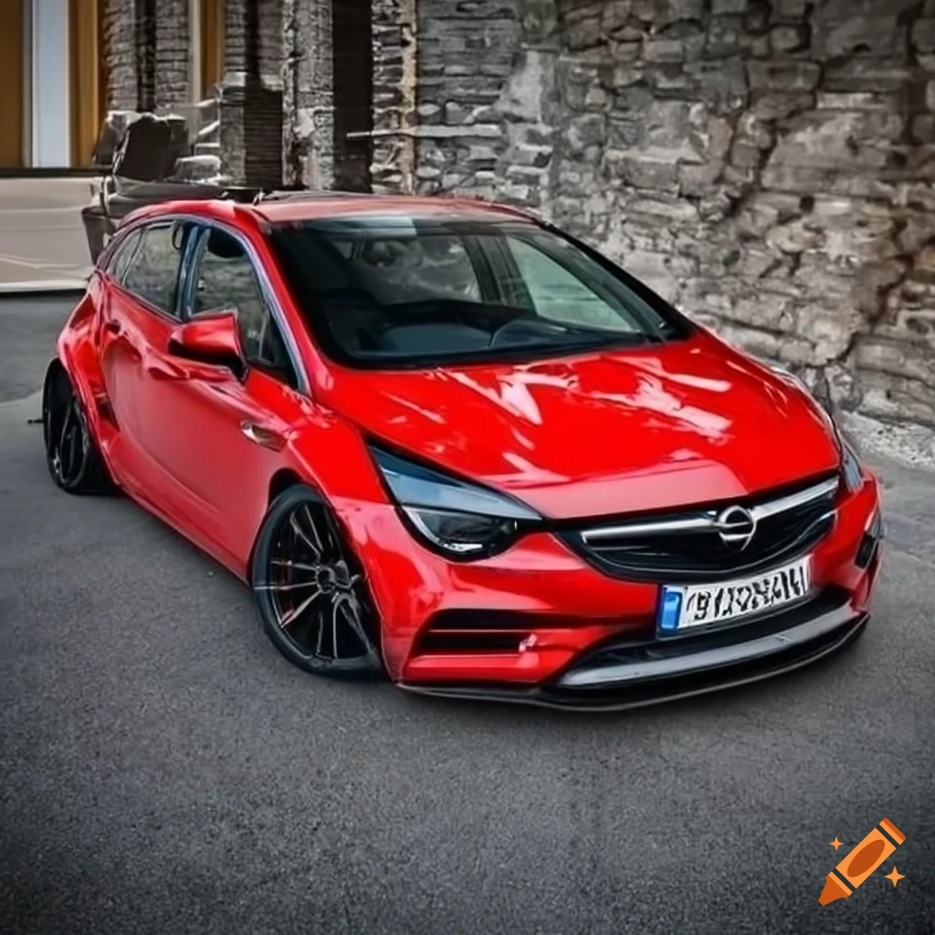 Red opel astra k with black wide body fenders on Craiyon