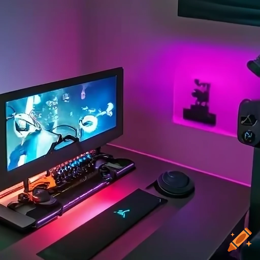 LED's setup Xbox One gaming desk.