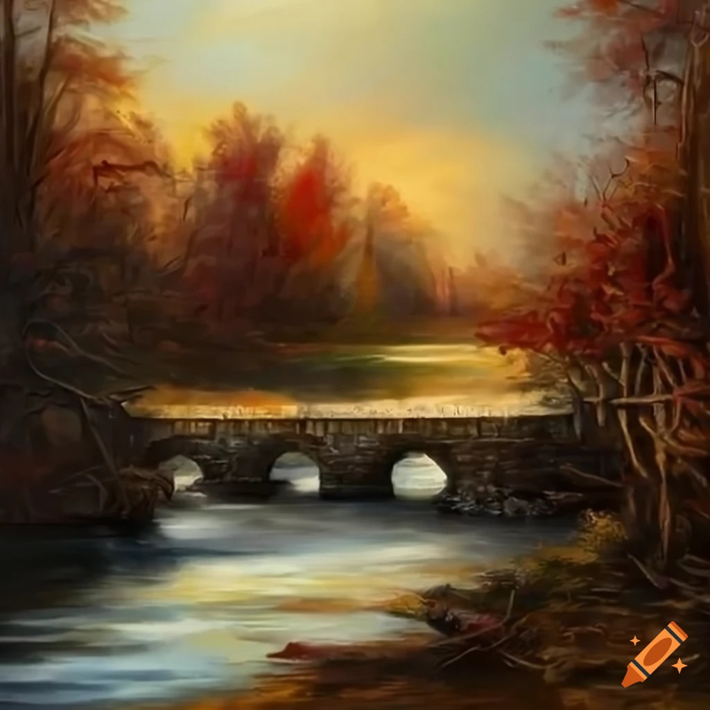 Medieval knight bridge river on Craiyon