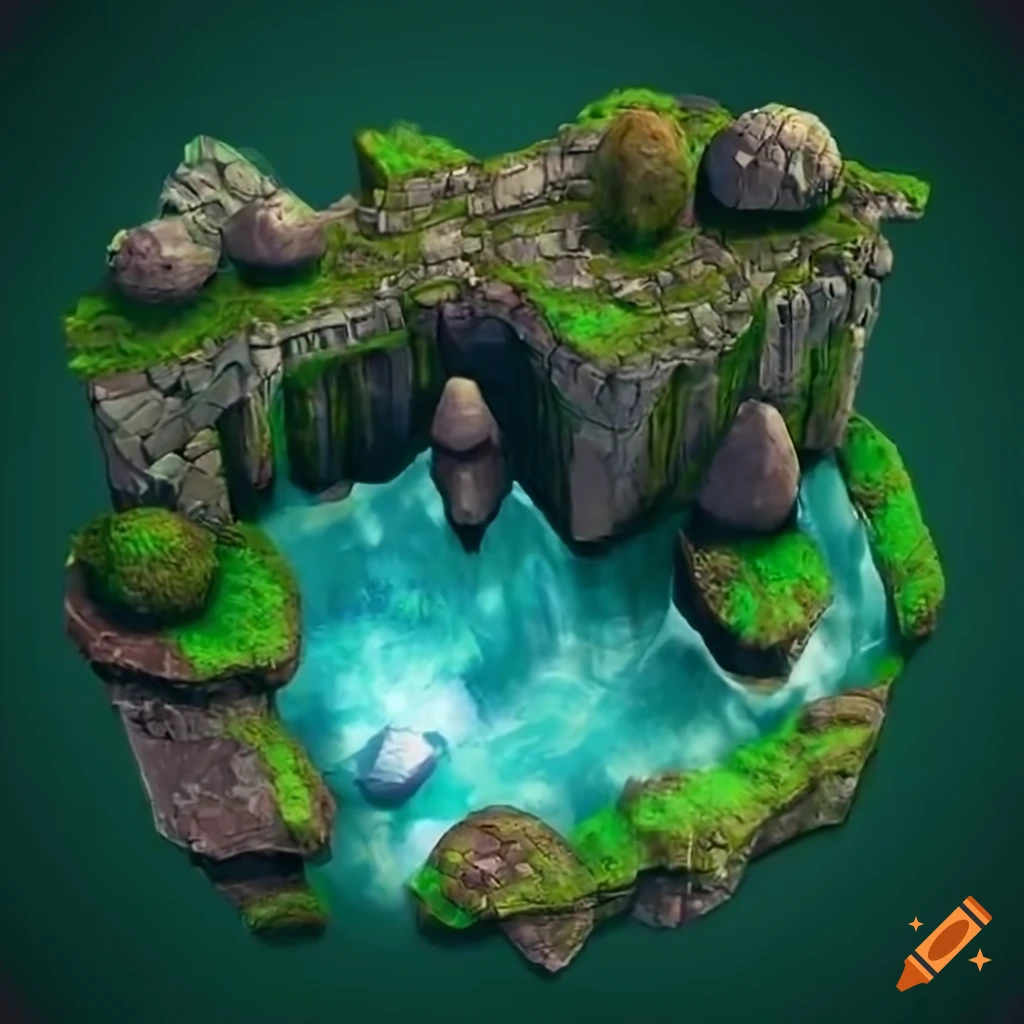 In the background between formation from above fantasy RPG game forest ...