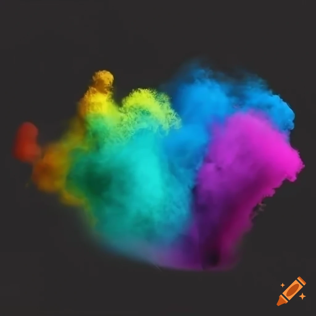 Abstract colored powder explosion isolated on black background