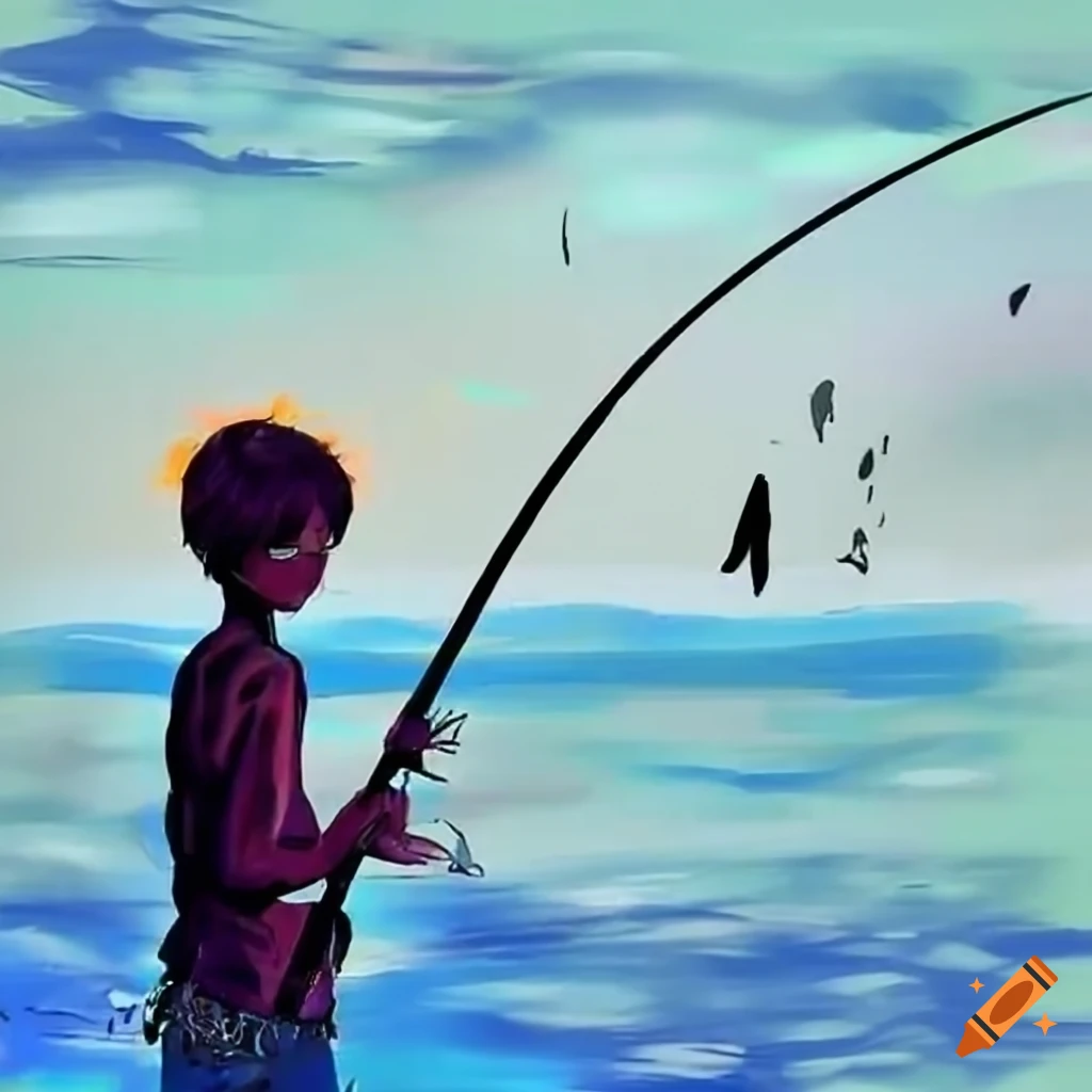 Boy fishing on Craiyon