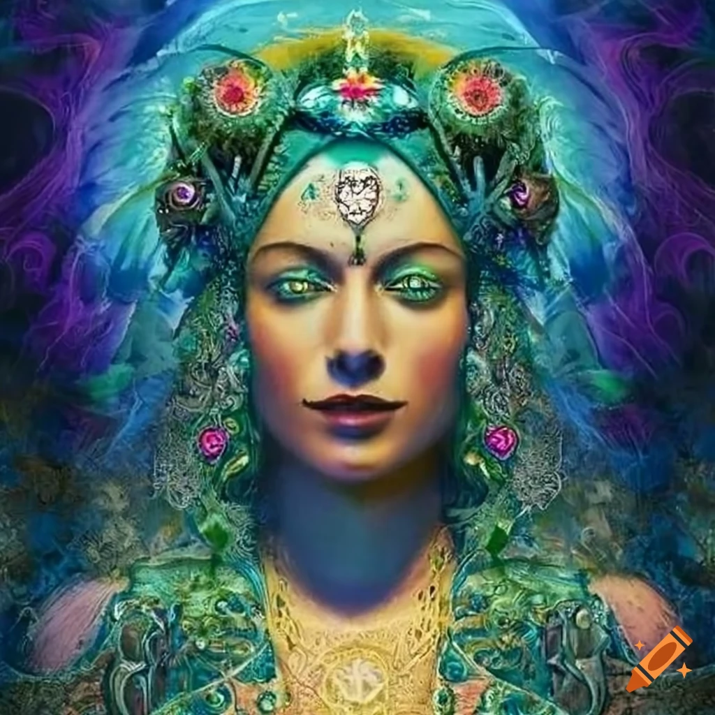 An intricate artistic representation of divine feminine and divine ...